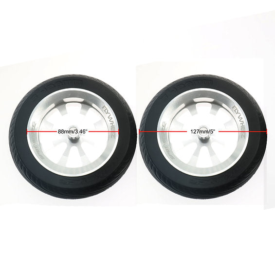 FlyWheelz™ 5"-130mm Eight Spoke PU Wheels(pair) + 2pcs more tires (WRA-012TIRE)